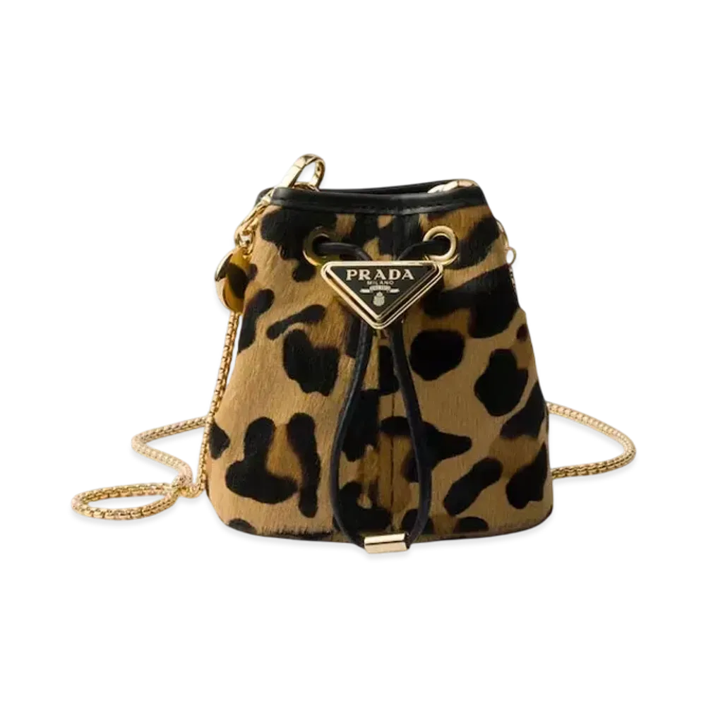 PRADA Printed Leather Mini Pouch "Beige"