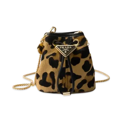 PRADA Printed Leather Mini Pouch "Beige"
