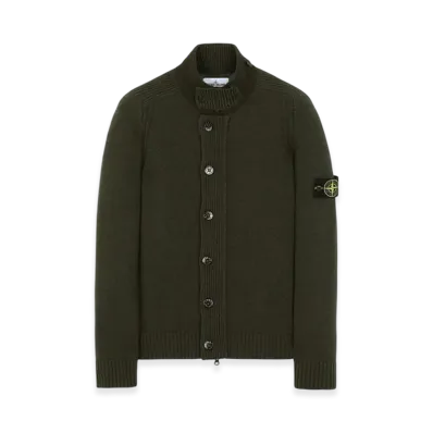 Stone Island 564A3 Lambswoool Cardigan - 20FW "Dark Green"