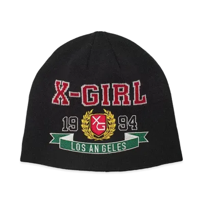 X-Girl Women's College Logo Jacquard Beanie "Black"