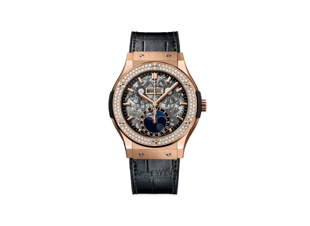 HUBLOT Classic Fusion Aerofusion Moonphase King Gold Diamonds 42mm
