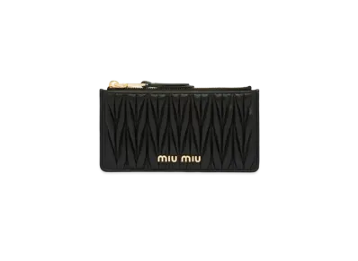 MIU MIU Materasse Leather Card Case "Black"