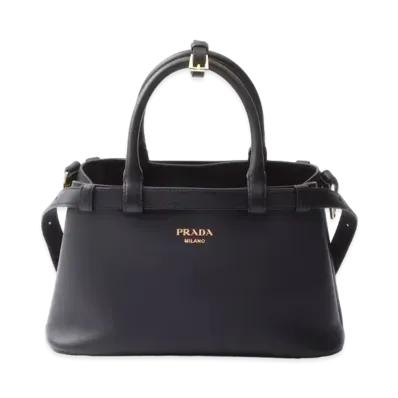 PRADA Buckle Small Leather Handbag with Double Belt "Black"