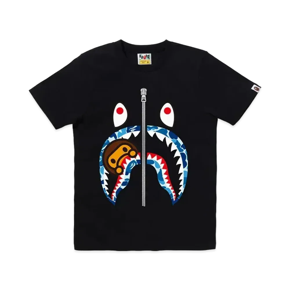 A BATHING APE ABC Camo Milo Shark Tee "Black/Blue"