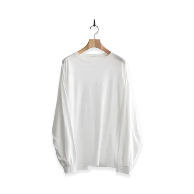 COMOLI Thin Cotton Long Sleeve T-Shirt "White"