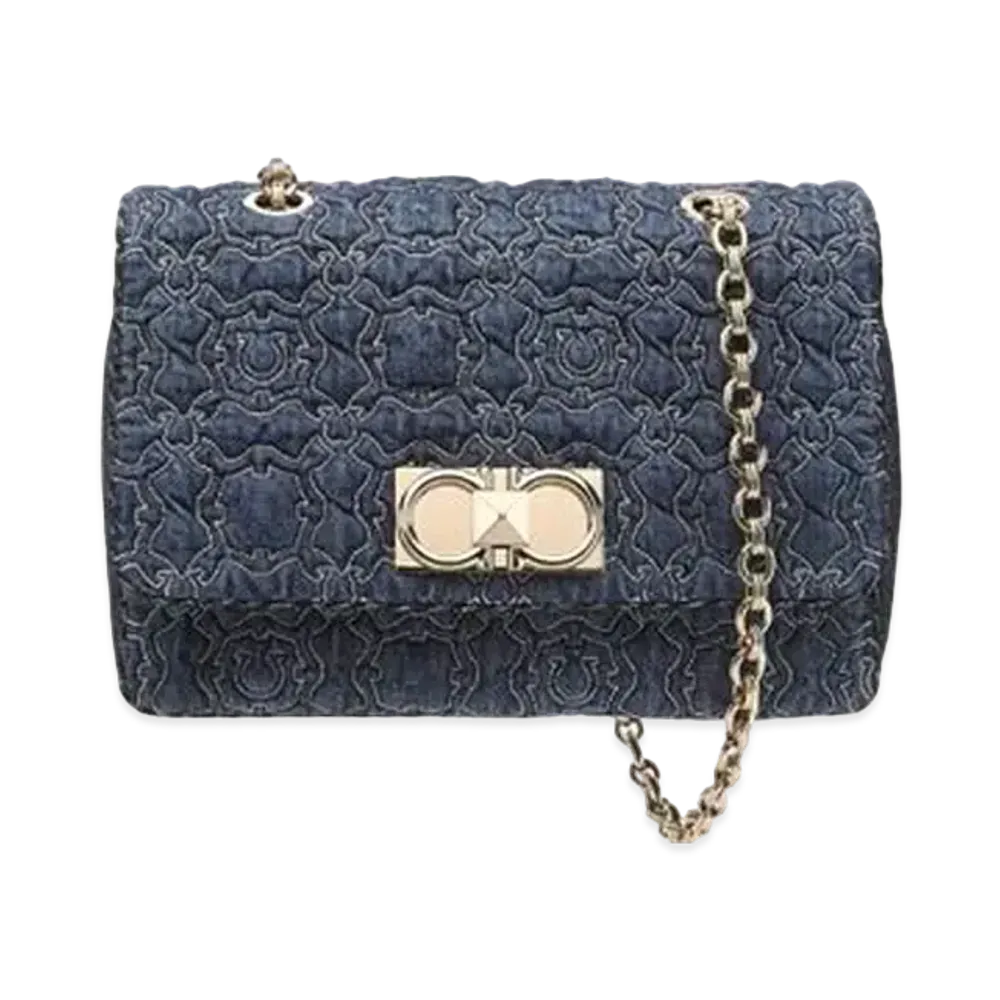 Salvatore Ferragamo Gancini Galore Front Flap Bag "Blue/Black"