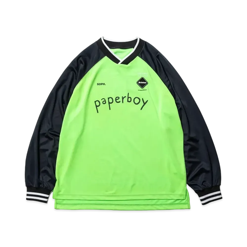 F.C.Real Bristol x paperboy 'FOOTBALL PACK' Long Sleeve Oversized Game Shirt "Green"