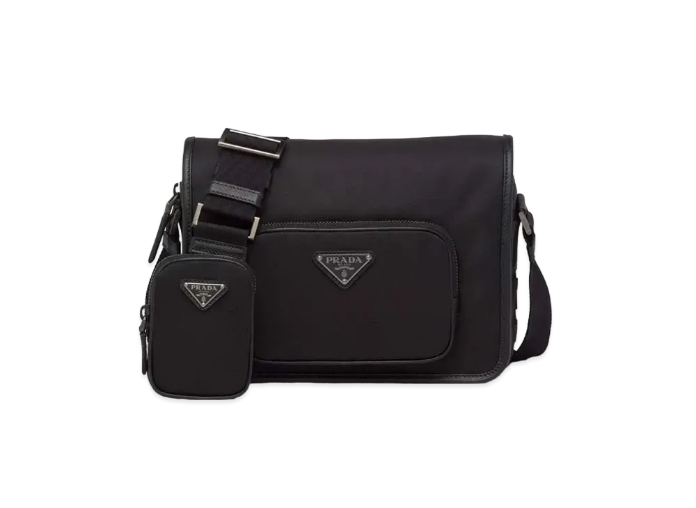 PRADA Re-Nylon And Saffiano Leather Shoulder Bag "Black"