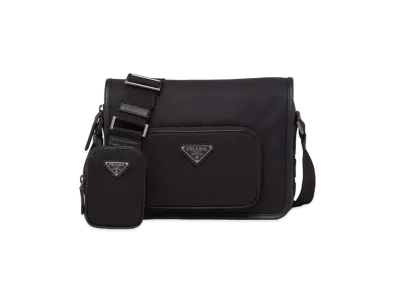 PRADA Re-Nylon And Saffiano Leather Shoulder Bag "Black"