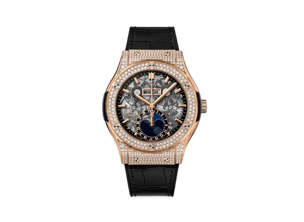 HUBLOT Classic Fusion Aerofusion Moonphase King Gold Pave 45mm