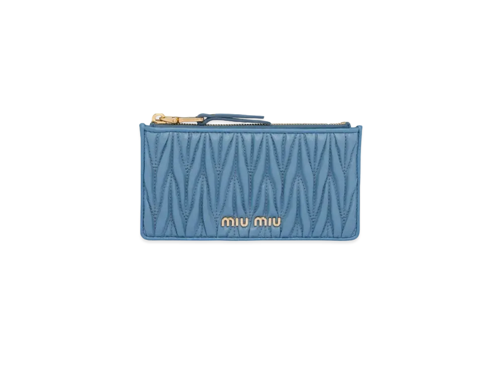 MIU MIU Materasse Leather Card Case "Light Blue"