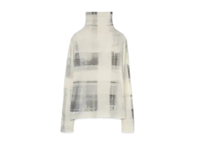 Yohji Yamamoto Y's HAND PAINT CHECK PRINT HIGH NECK LONG SLEEVE T "Black"