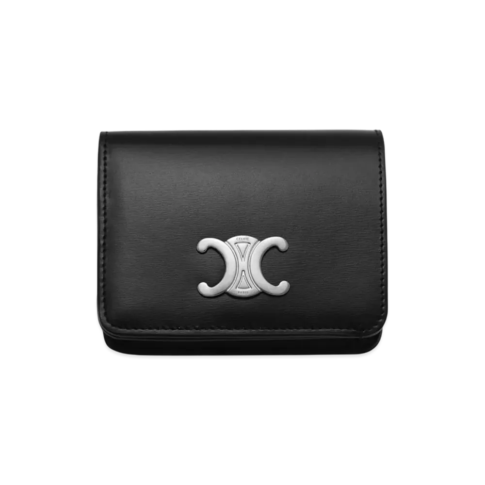 CELINE Triomphe Compact Wallet "Black"