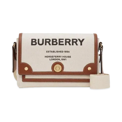 Burberry Horseferry Print Canvas Note Crossbody Bag "Natural/Tan"
