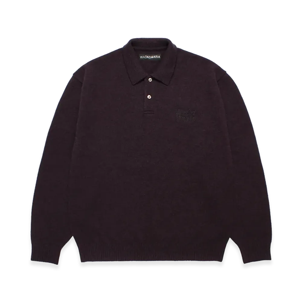 WACKO MARIA Wool Knit Polo Shirt "Purple"