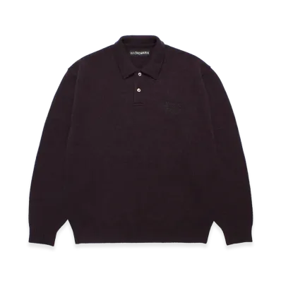 WACKO MARIA Wool Knit Polo Shirt "Purple"