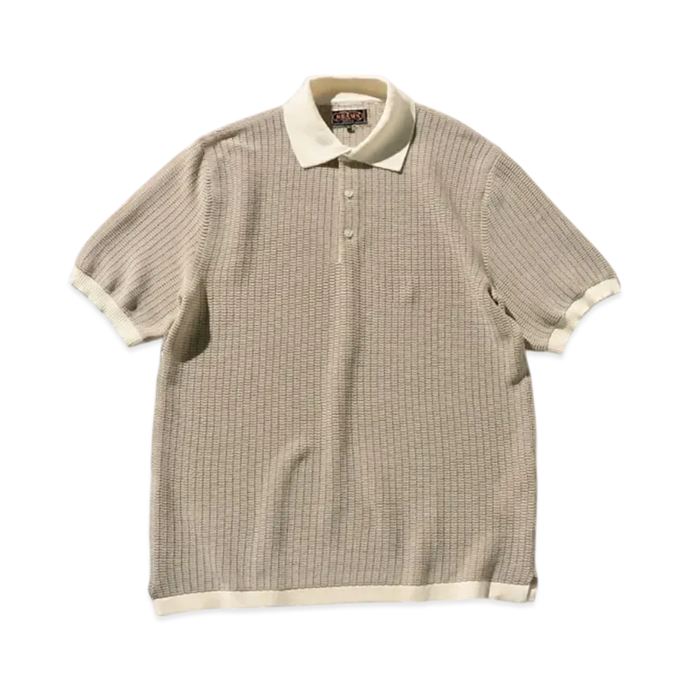 BEAMS Knit Polo WASHI 2 Tone "OffWhite"