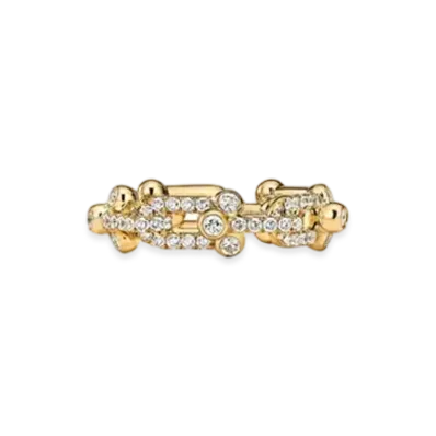 Tiffany & Co. Tiffany HardWear Small Link Ring with Pave Diamonds 18K "Yellow Gold"