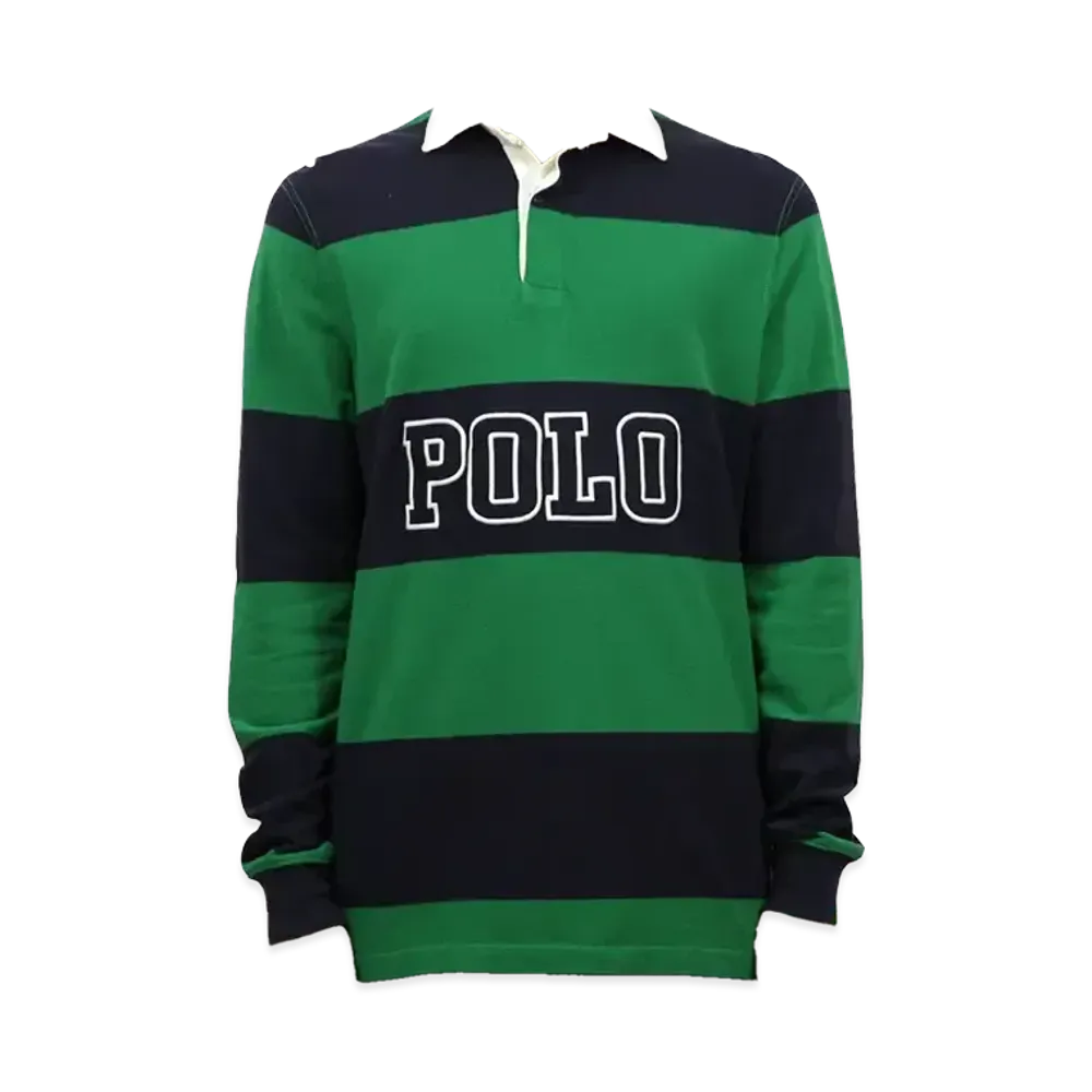 Polo Ralph Lauren Striped Cotton Rugby Shirt "Navy/Green"