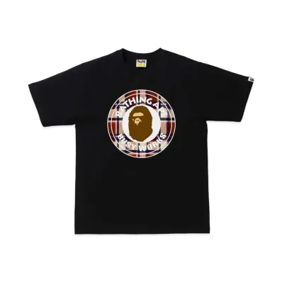 A BATHING APE CHECK BUSY WORKS TEE "Black/Red"