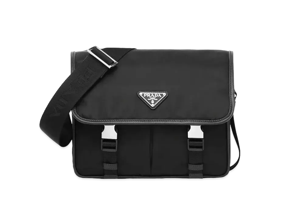 PRADA Re-Nylon And Saffiano Leather Shoulder Bag "Black"