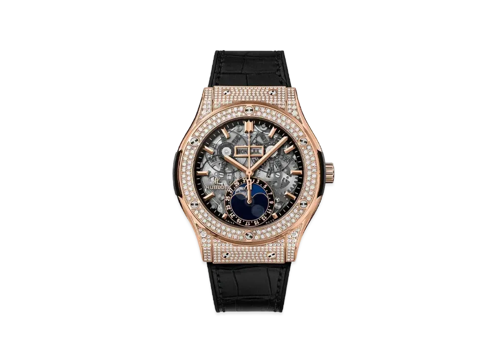 HUBLOT Classic Fusion Aerofusion Moonphase King Gold Pave 42mm