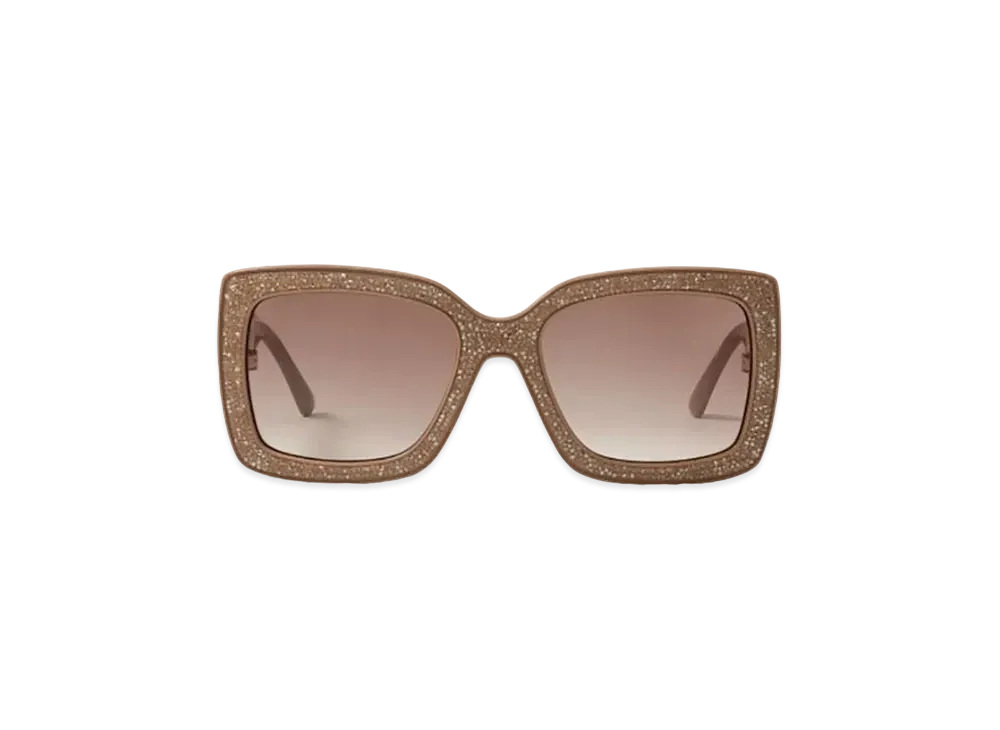 Jimmy Choo VIV Square Frame Sunglasses With Swarovski Crystals "Nude"