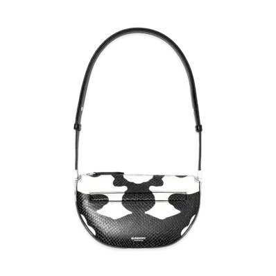 Burberry Mini Cow Print Leather Zip Olympia Bag "Black White"