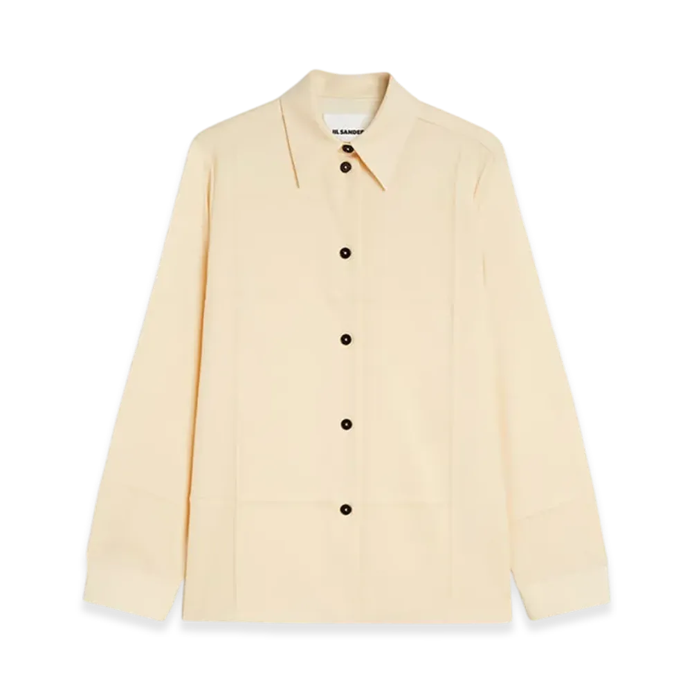 Jil Sander Lightweight Wool Gabardine Shirt "Pearl"