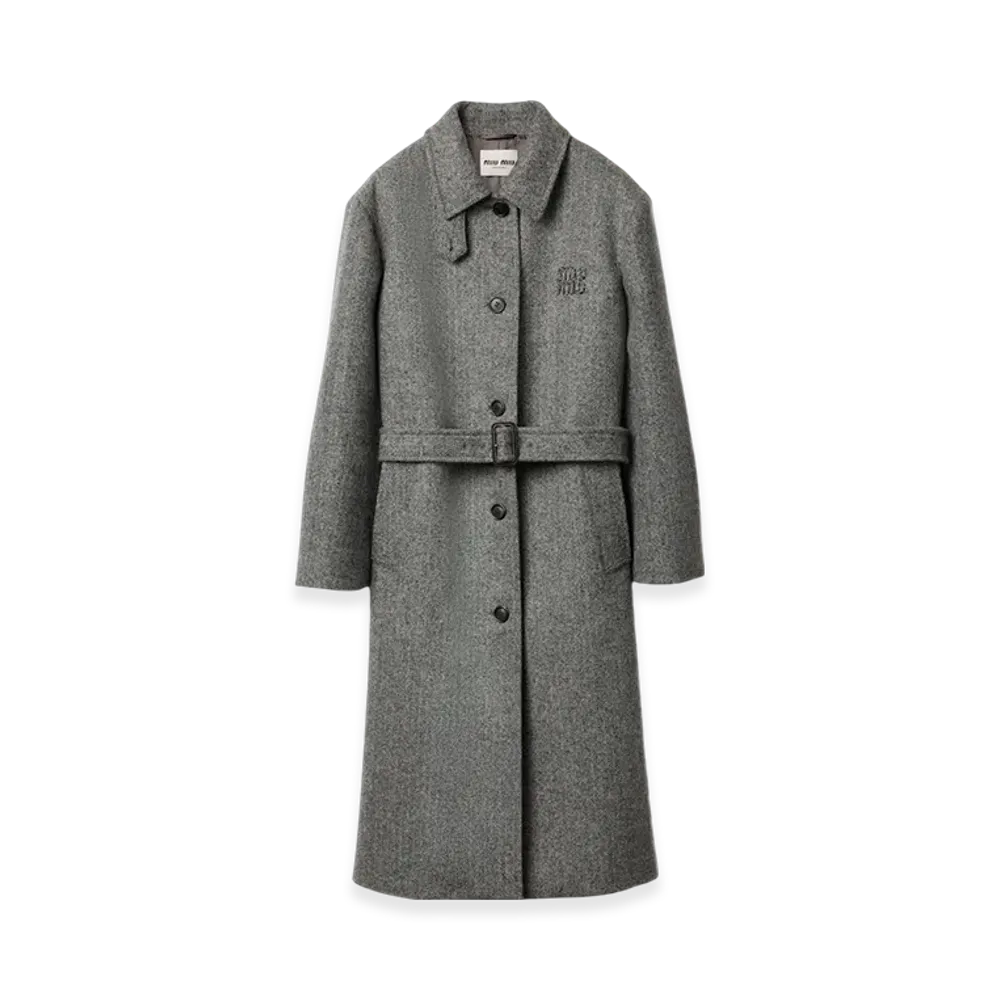 MIU MIU Women's Single-Breasted Chevron Coat "Black"