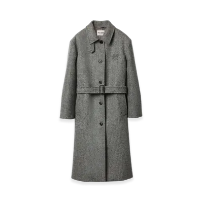 MIU MIU Women's Single-Breasted Chevron Coat "Black"