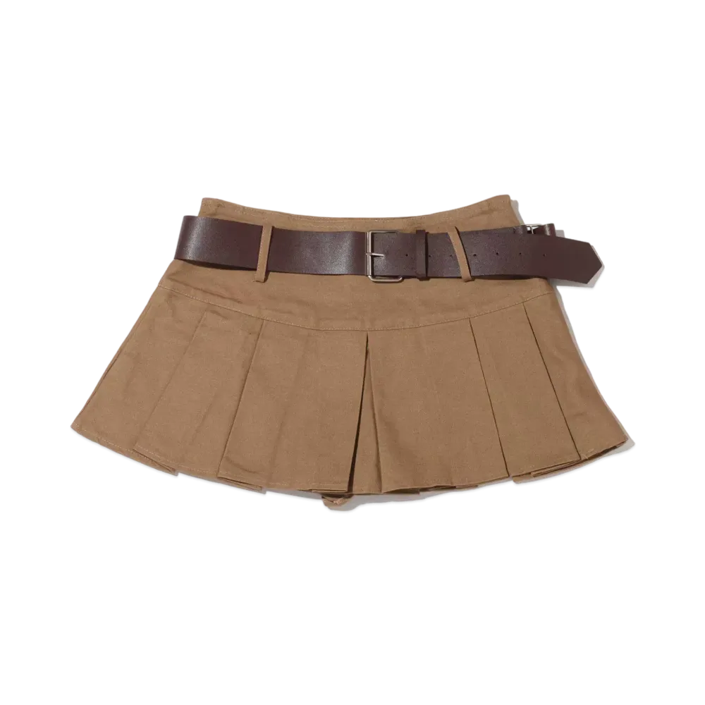 atmos pink Belted Pleated Mini Skirt "Brown"
