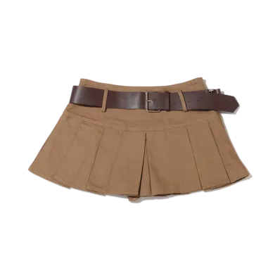 atmos pink Belted Pleated Mini Skirt "Brown"