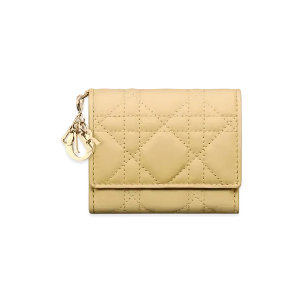 Dior Lady Dior Lotus Wallet Cannage Lambskin Japan Exclusive "Pastel Yellow"