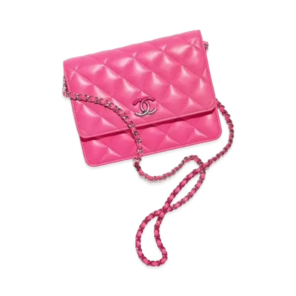 CHANEL Clutch With Chain Lambskin & Gradient Lacquered Metal "Fuchsia"
