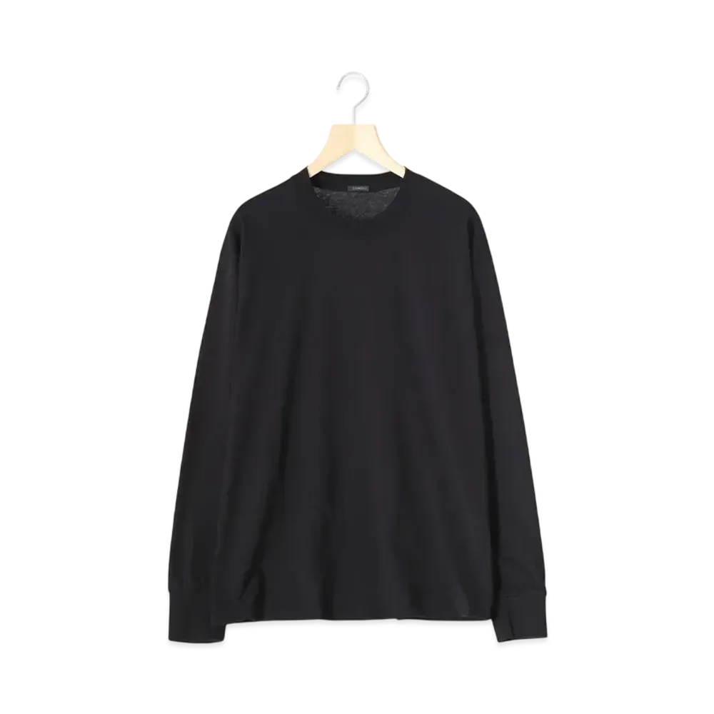 COMOLI Cotton Jersey Long Sleeve T-Shirt "Black"