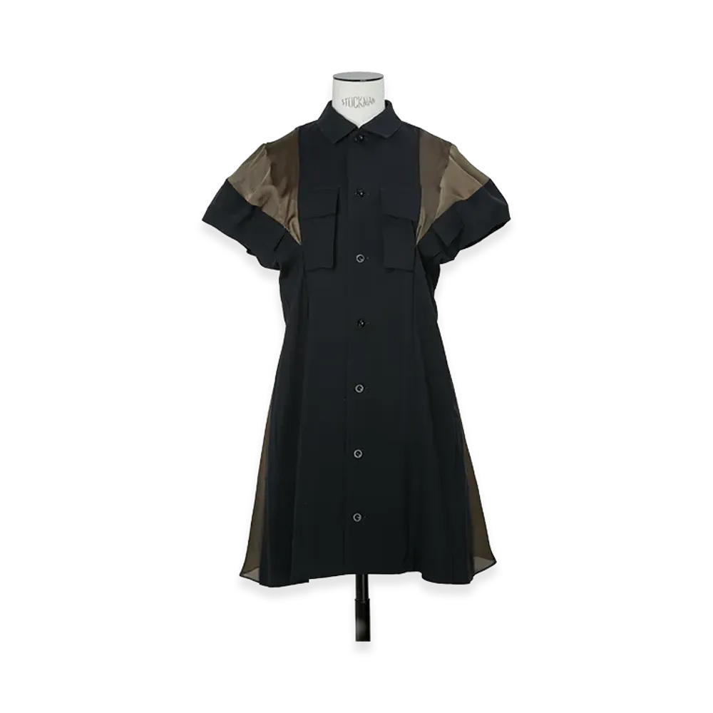 sacai Wool Suiting Dress "Navy/Khaki"