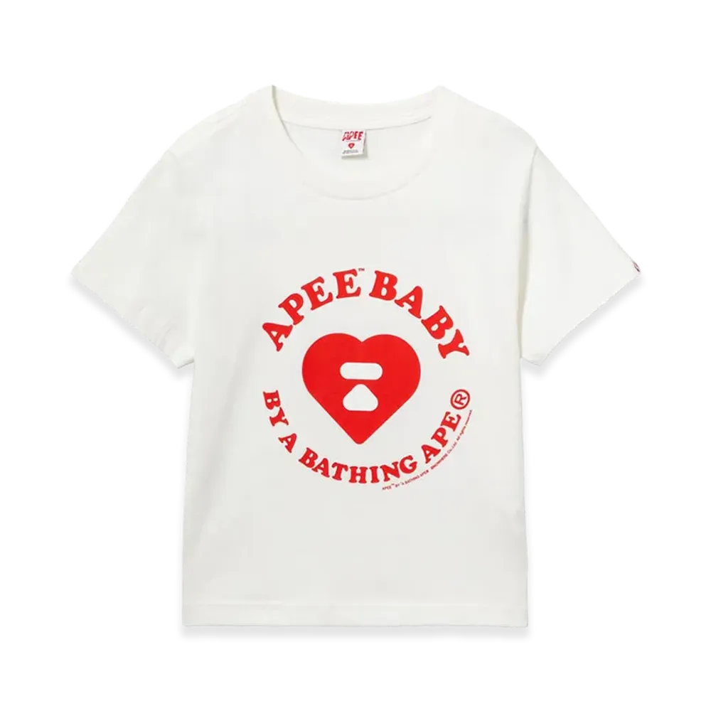 A BATHING APE Women's Apee Kids Printed Tee #2 "White"