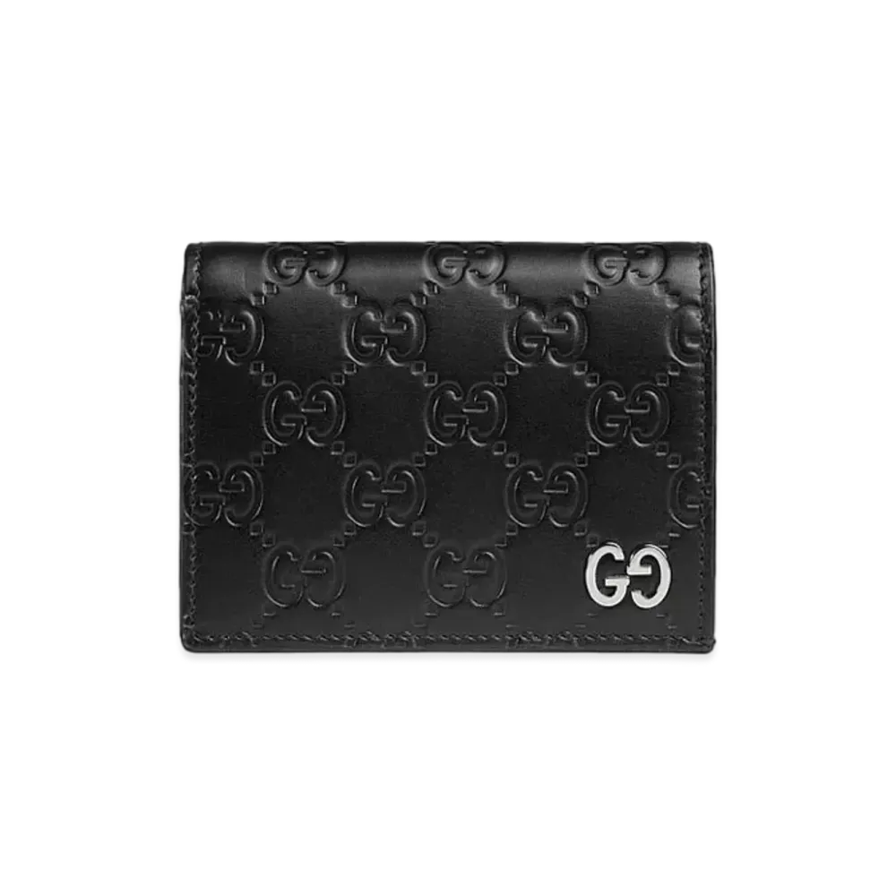 GUCCI Signature Leather Compact Wallet "Black"