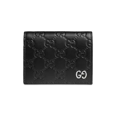 GUCCI Signature Leather Compact Wallet "Black"
