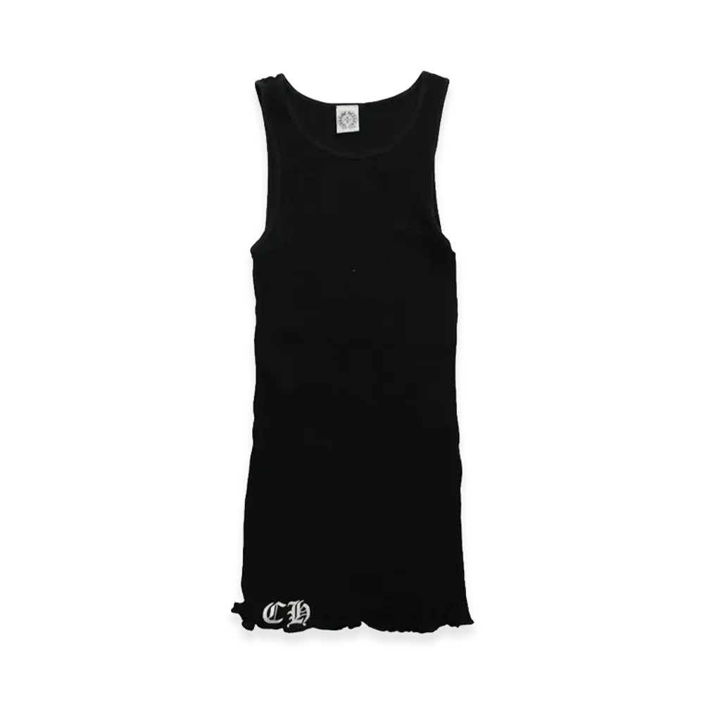 Chrome Hearts Scroll Label Print Rib Tank Top "Black/Red"