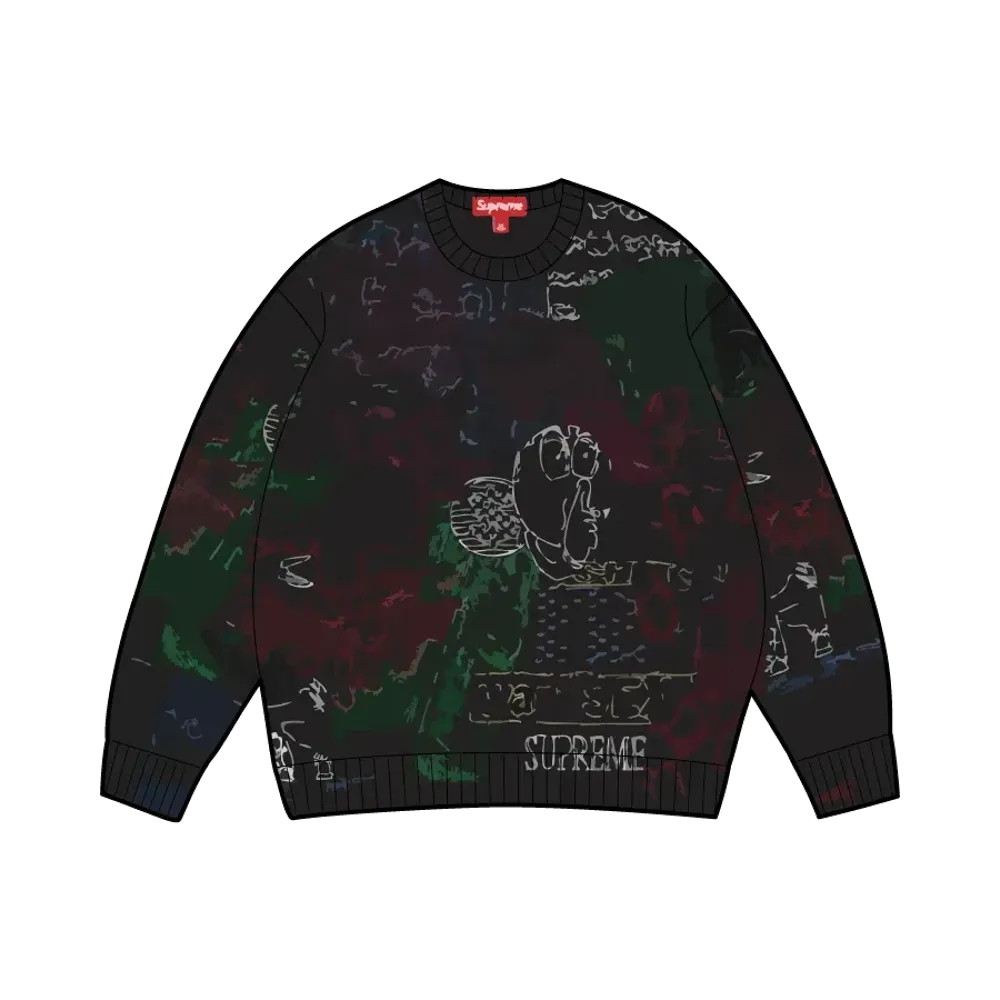 Supreme Collage Embroidered Sweater "Black"