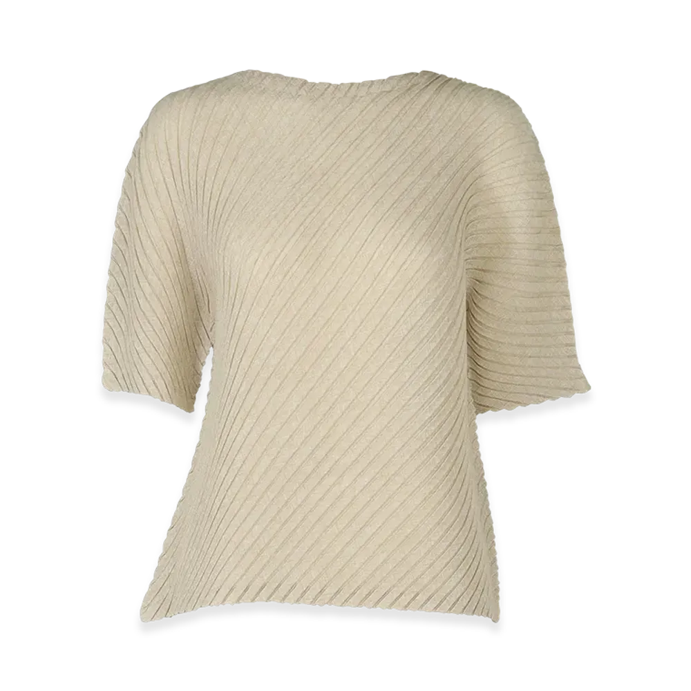 ISSEY MIYAKE Sheer Linen Like Pleats "OakaBeige"