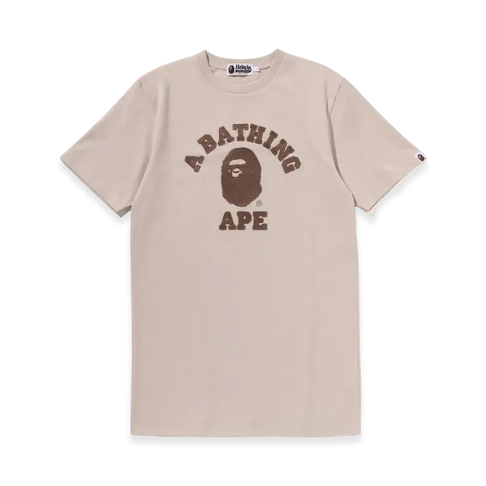 A BATHING APE Embroidery College Tee Dress "Beige"