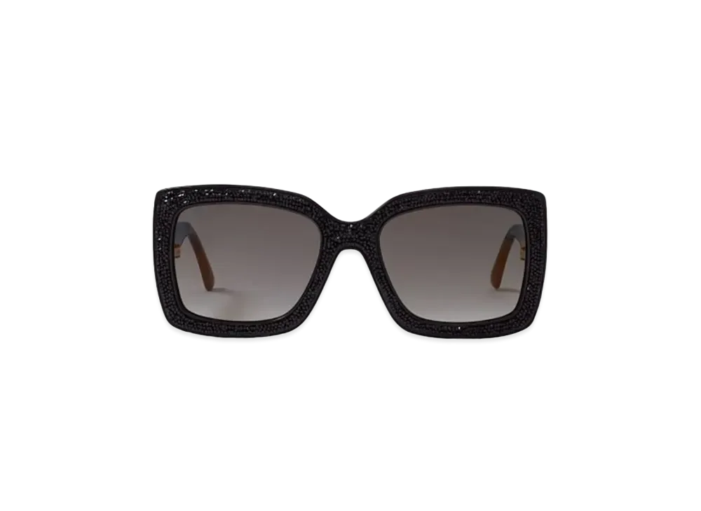 Jimmy Choo VIV Square Frame Sunglasses With Swarovski Crystals "Black"