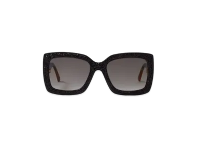 Jimmy Choo VIV Square Frame Sunglasses With Swarovski Crystals "Black"