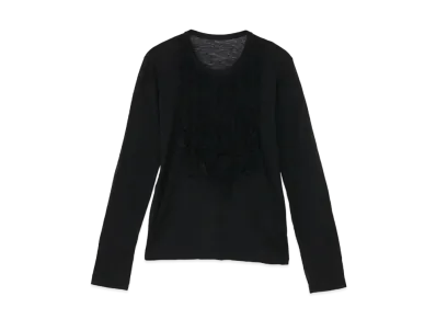 Yohji Yamamoto Y's WOOL SILK GAUZE PLAIN STITCH CUTTING FRILL T "Black"