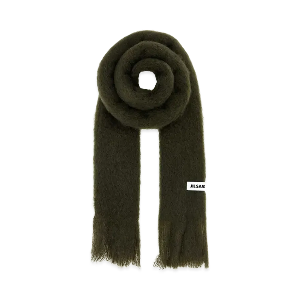 Jil Sander Mohair Blend Scarf "Olive Green"