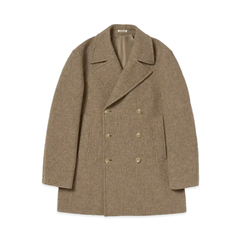 AURALEE Sponge Wool Melton P-Coat "Top Brown"