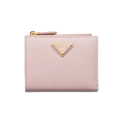 PRADA Saffiano Leather Wallet "Alabaster Pink"